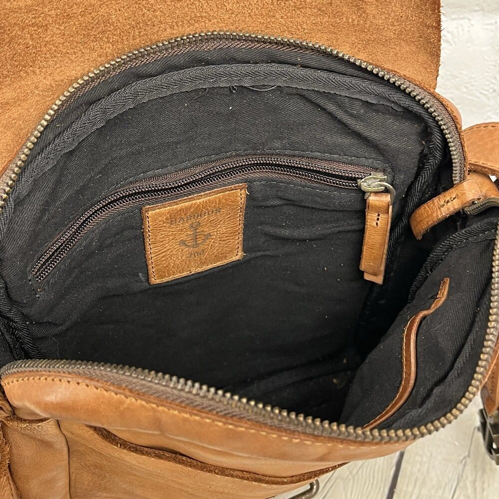 Harbour 2nd Leather Crossbody Bag Brown Magnetic Flap Zipper Pockets - Picture 10 of 11